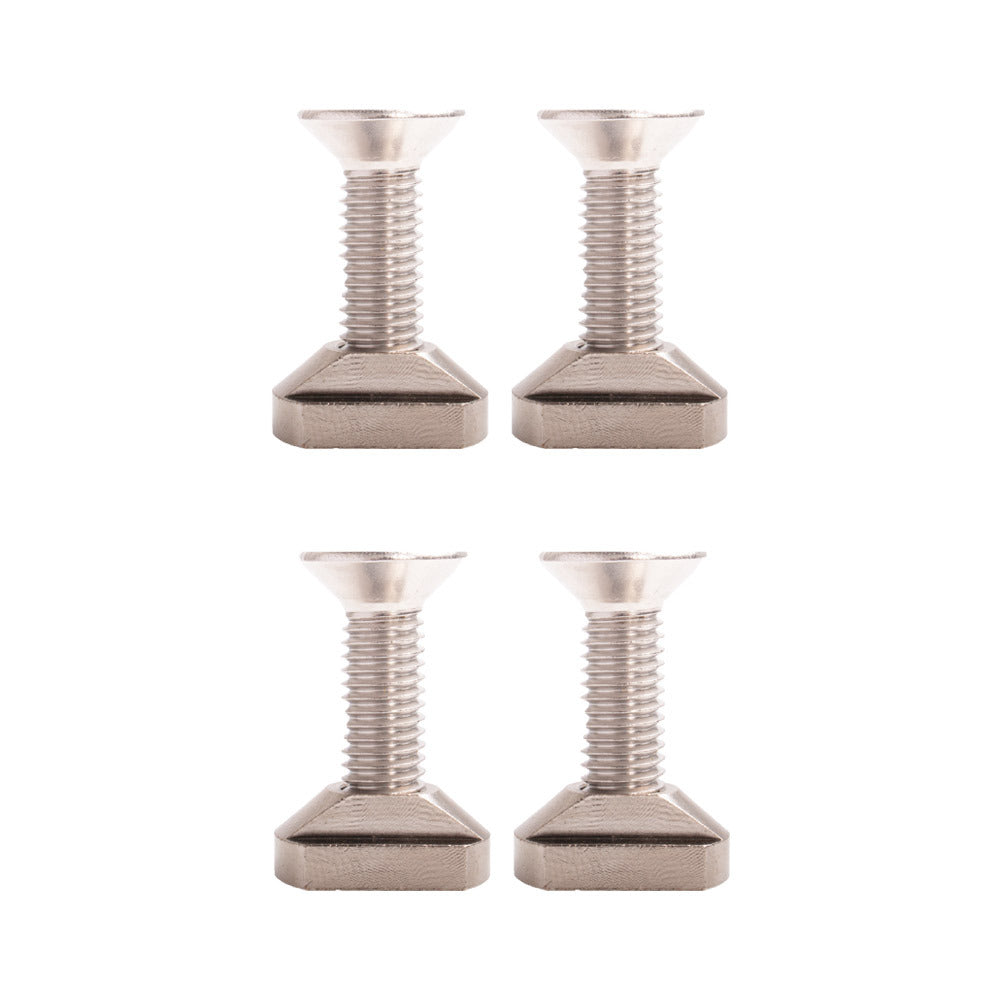 Four flat M8-T40 screws arranged in a square on a white background.