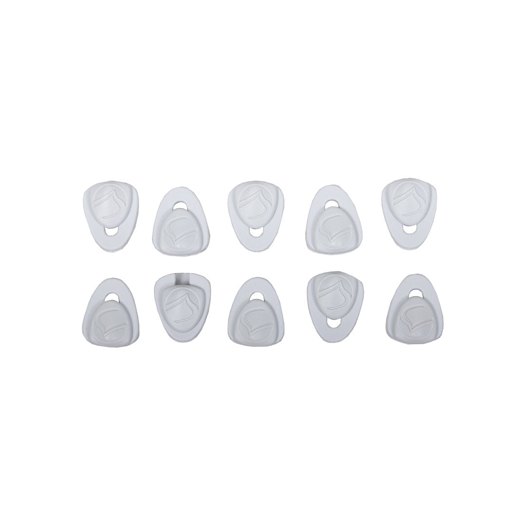Ten black Lace Locks on white with a lace kit.