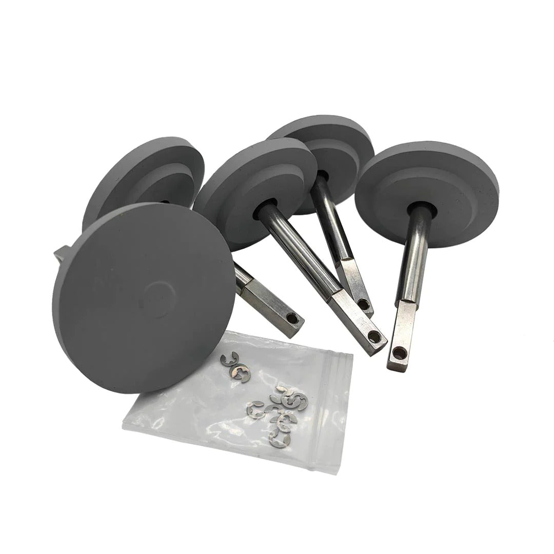 Five gray wakesurf edge replacement suction cups with small fasteners for your setup.