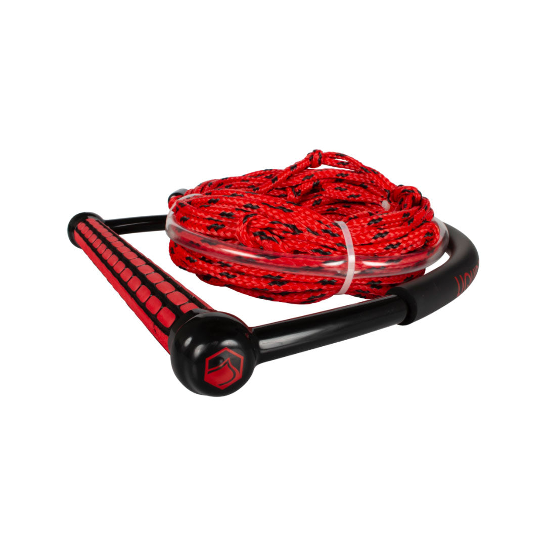 Red and Black Wakeboard TR9 Rope and Handle Combo coiled neatly against a white background.