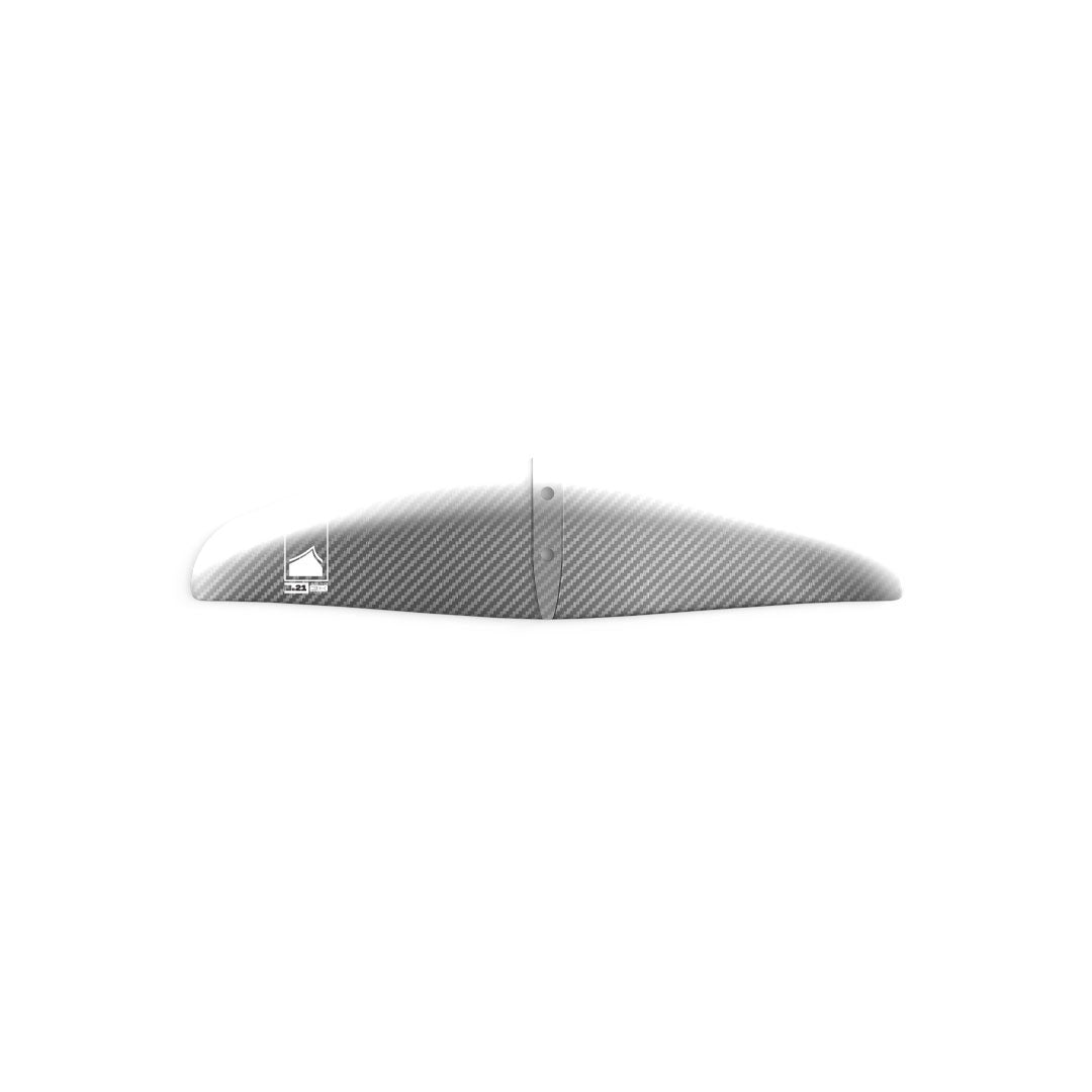 G21 Tail Wing on white background, sleek minimal design. Showcasing carbon finish and white graphic on leading edge of the wing.