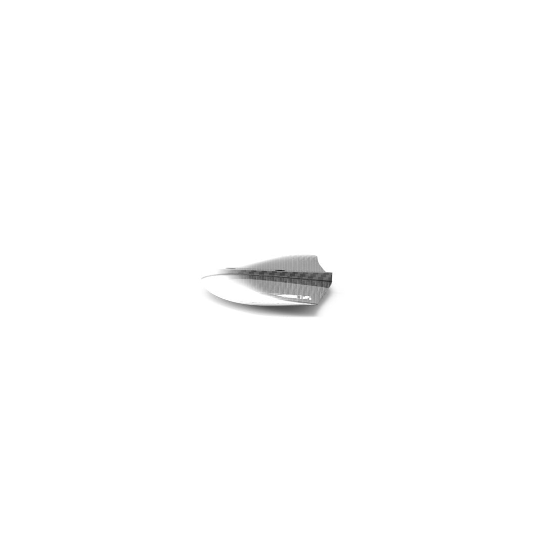 A G21 Tail Wing with a logo and carbon pattern on a white background. Showcasing carbon finish and white graphic on leading edge of the wing.