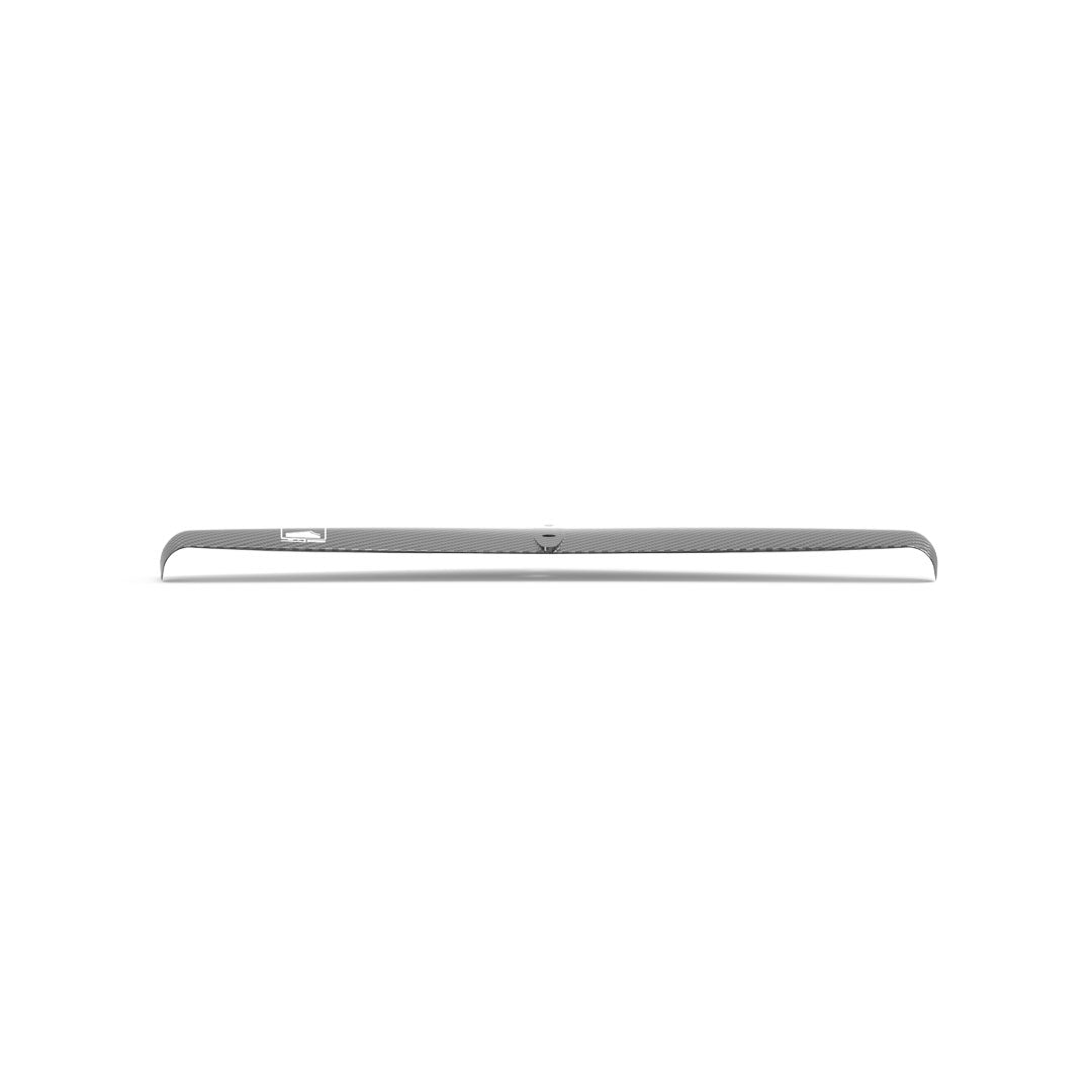H24 Tail Wing crafted from carbon fiber on a pristine white backdrop. Showcasing carbon finish and white graphic on leading edge of the wing.