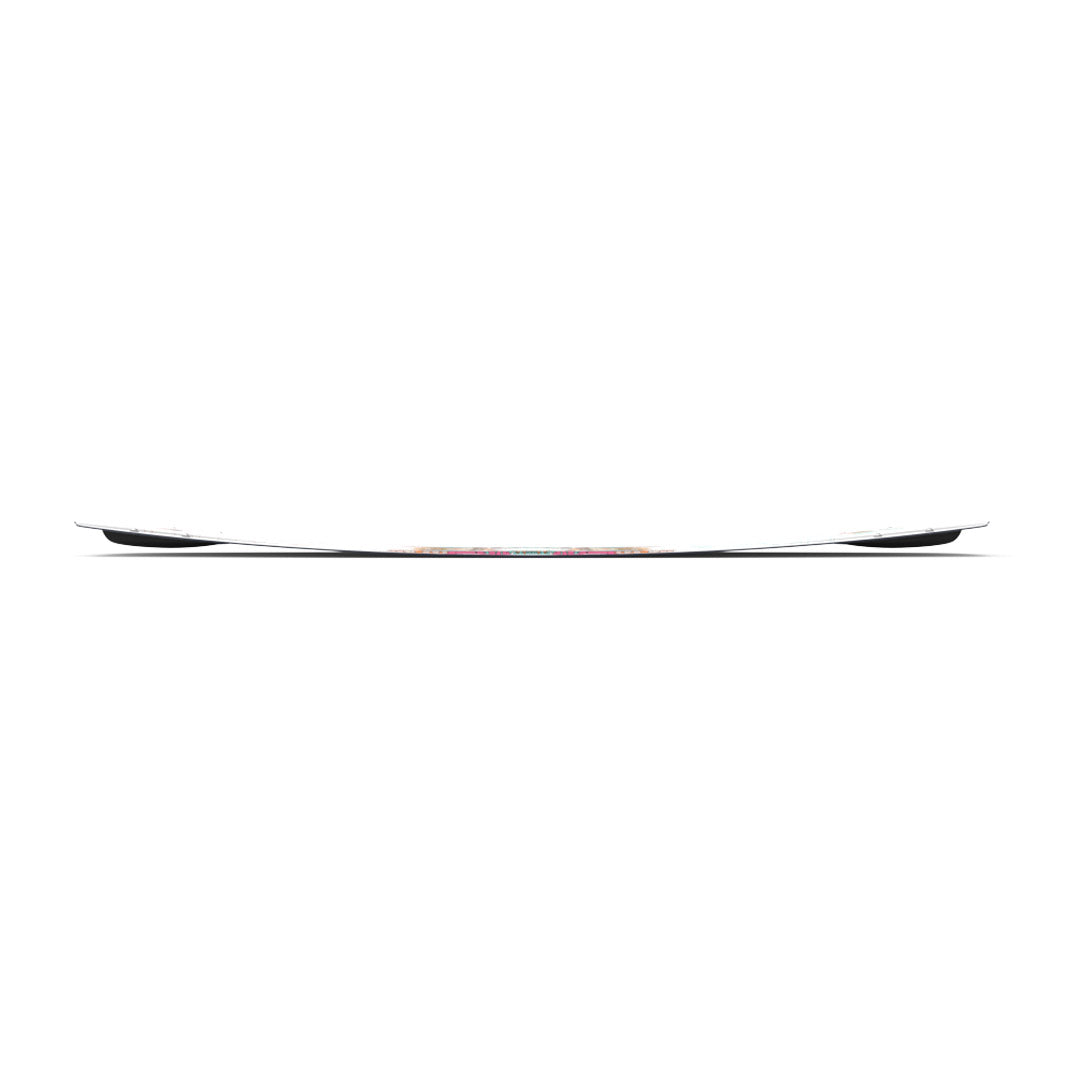 Side view of the 24 Vamp wakeboard curved edges against a white background.